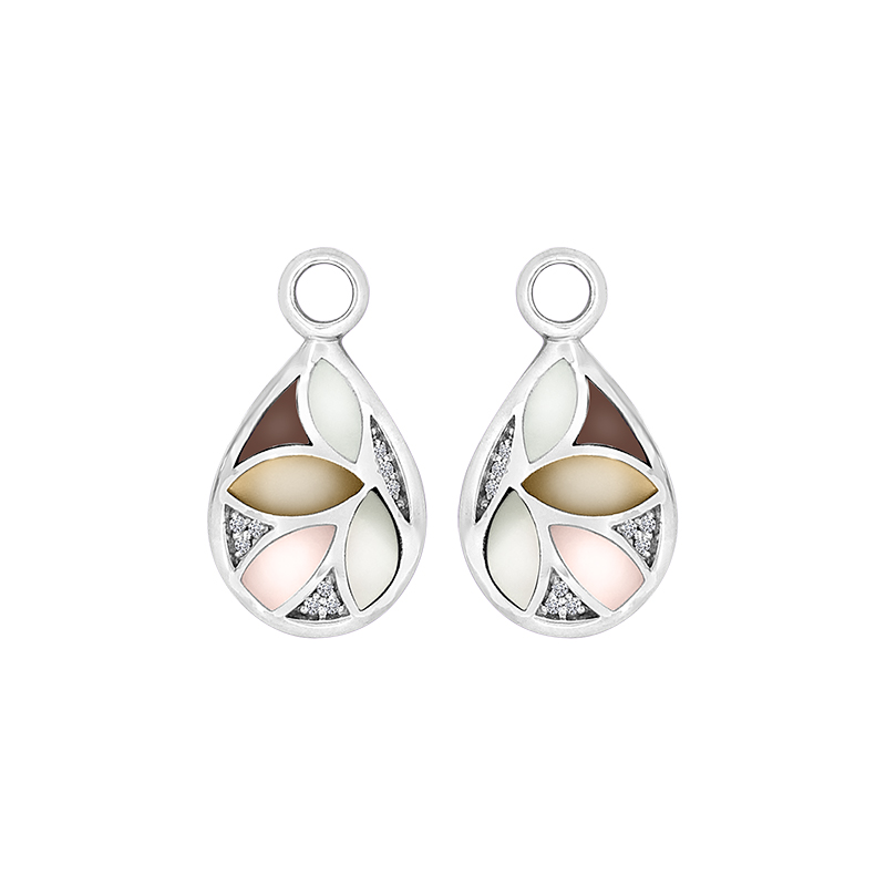 MY iMenso Creoli pair of pendant "Sea Leafs Yellow&Olive MOP shell mosaic" (925/rhod-plated)-0