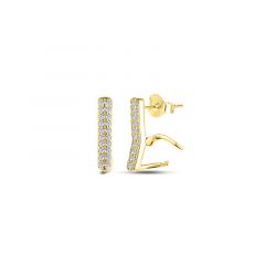 Carezza earstud Double zirconia for M&L stones (925/1Mgold-plated)