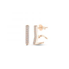 Carezza earstud Double zirconia for M&L stones (925/1Mrosegold-plated)
