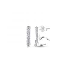 Carezza earstud Double zirconia for M&L stones (925/rhod-plated)
