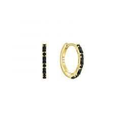 MY iMenso Creoli oorring "Baquette black CZ 16mm" (925/1Mgold-plated)