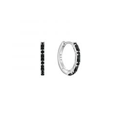 MY iMenso Creoli oorringen "Baquette black CZ 16mm" (925/rhod-plated)