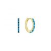 MY iMenso Creoli oorring "Baquette aqua CZ 16mm" (925/1Mgold-plated)