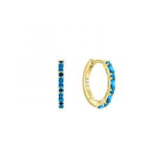 MY iMenso Creoli oorring "Baquette aqua CZ 16mm" (925/1Mgold-plated)