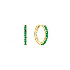 MY iMenso Creoli oorring "Baquette emerald CZ 16mm" (925/1Mgold-plated)