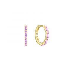 MY iMenso Creoli oorring "Baquette pink CZ 16mm" (925/1Mgold-plated)