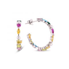 MY iMenso Creoli earrings "Fantasy rainbouw CZ 26mm" (925/rhod-plated)