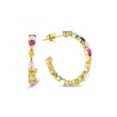 MY iMenso Creoli earrings "Fantasy rainbow CZ 26mm" (925/1Mgold-plated)