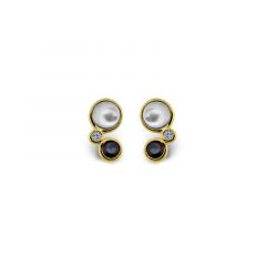 MY iMenso Eterno "Pietre Danzanti Black & MOP" stud (925/0,5Mgold-plated)