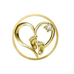 MY iMenso Grande (33mm) insignia fantasy "Baby feet & Heart" (925/0,5Mgold-plated)