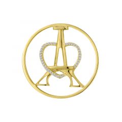 MY iMenso Grande (33mm) insignia fantasy flat "love eiffel tower" (925/gold-plated)