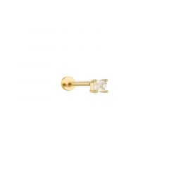 MY iMenso ODM "1 ear piercing Princess CZ 4mm" earstud (925/0,5Mgold-plated)