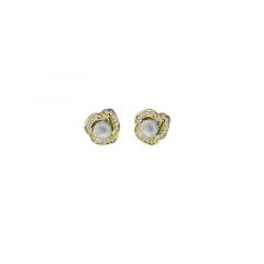 MY iMenso ODM "4mm FWP & Flower CZ  7,5mm" earstuds (925/0,5Mgold-plated)