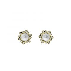 MY iMenso ODM "5mm FWP & Flower CZ  9,5mm" earstuds (925/0,5Mgold-plated)