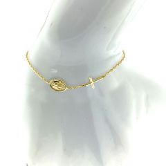 MY iMenso ODM "Anchor Cross & Madonna CZ" bracelet (925/0,5Mgold-plated) 16+3cm