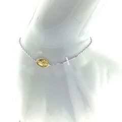 MY iMenso ODM "Anchor Cross & Madonna CZ" bracelet (925/gold-rhod-plated) 16+3cm