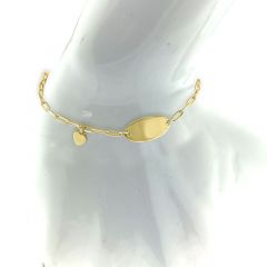 MY iMenso ODM "baby Paperclip Engraving plate & heart" bracelet (925/0,5Mgold-plated) 13+3cm