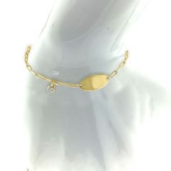 MY iMenso ODM "baby Paperclip Engraving plate & Heart CZ" bracelet (925/0,5Mgold-plated) 13+3cm