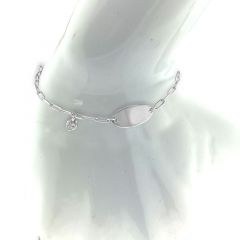 MY iMenso ODM "baby Paperclip Engraving plate & Heart CZ" bracelet (925/rhod-plated) 13+3cm