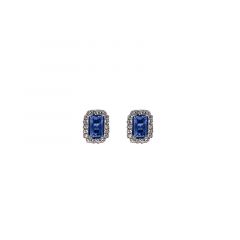 MY iMenso ODM "Baquette CZ sapphire 8mm" ear-studs (925/rhod-plated)