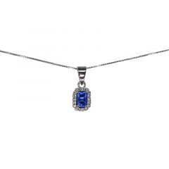 MY iMenso ODM "Baquette CZ sapphire 8mm" necklace (925/rhod-plated) 42cm