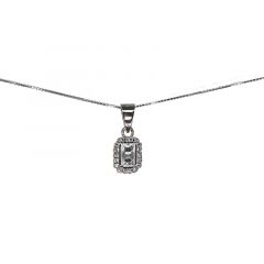MY iMenso ODM "Baquette CZ white 8mm" necklace (925/rhod-plated) 42cm