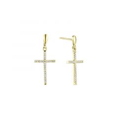 MY iMenso ODM "Cross 19mm CZ" earstuds (925/0,5Mgold-plated)