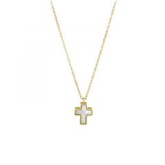MY iMenso ODM "Cross MOP 12mm" necklace (925/0,5Mgold-plated) 42+5cm