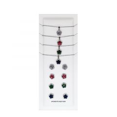 MY iMenso ODM "Display Flower CZ" set earstud & necklace (925/rhod-plated)