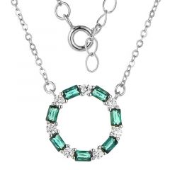 MY iMenso ODM "Emerald-CZ Baquette" pendant + chain (925/rhod-plated)