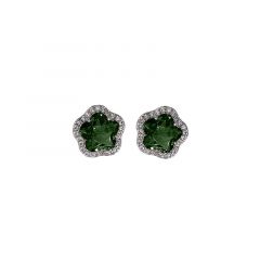 MY iMenso ODM "Flower CZ emerald 11mm" ear-studs (925/rhod-plated)