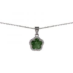 MY iMenso ODM "Flower CZ emerald 11mm" necklace (925/rhod-plated) 42cm