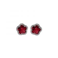 MY iMenso ODM "Flower CZ ruby 11mm" ear-studs (925/rhod-plated)
