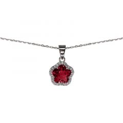 MY iMenso ODM "Flower CZ ruby 11mm" necklace (925/rhod-plated) 42cm