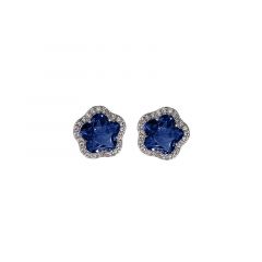 MY iMenso ODM "Flower CZ sapphire 11mm" ear-studs (925/rhod-plated)
