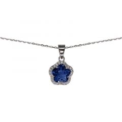 MY iMenso ODM "Flower CZ sapphire 11mm" necklace (925/rhod-plated) 42cm