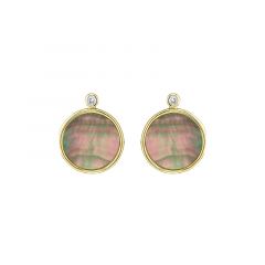 MY iMenso ODM "FWP black MOP 18mm & frame" 20mm earstuds (925/0,5Mgold-plated)