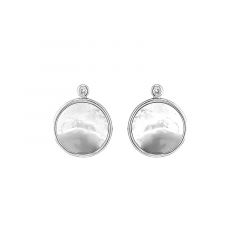 MY iMenso ODM "FWP black MOP 18mm & frame" 20mm earstuds (925/rhod-plated)