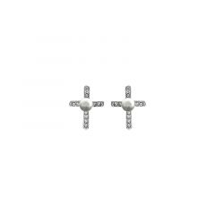 MY iMenso ODM "FWP Cross 4mm pearl" earstuds (925/rhod-plated)