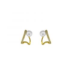 MY iMenso ODM "FWP pearl 5mm & bended frame" 12mm earstuds (925/0,5Mgold-plated)