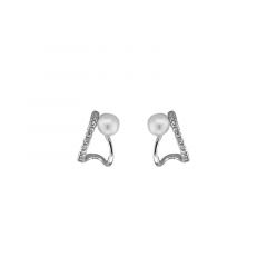 MY iMenso ODM "FWP pearl 5mm & bended frame" 12mm earstuds (925/rhod-plated)