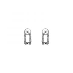 MY iMenso ODM "FWP pearl 5mm & bended frame" earstuds (925/rhod-plated)