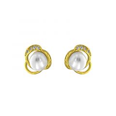 MY iMenso ODM "FWP pearl 5mm & CZ" earstuds (925/0,5Mgold-plated)