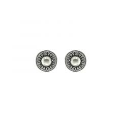 MY iMenso ODM "FWP pearl 6mm & round frame" 13mm earstuds (925/rhod-plated)