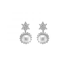 MY iMenso ODM "FWP pearl 8mm & cz star" 20mm earstuds (925/rhod-plated)