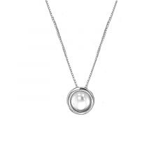 MY iMenso ODM "FWP pearl 8mm & round frame" necklace (925/rhod-plated) 42+5cm