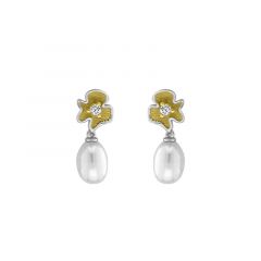 MY iMenso ODM "FWP pearl 9mm & flower" 22mm earstuds (925/0,5Mgold-plated)