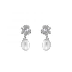 MY iMenso ODM "FWP pearl 9mm & flower" 22mm earstuds (925/rhod-plated)