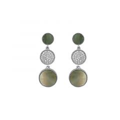 MY iMenso ODM "FWP triple round black MOP" 35mm earstuds (925/rhod-plated)