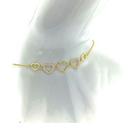 MY iMenso ODM "Jasseron Hearts with CZ"  brac (925/1Mgold-plated) 17+3cm
